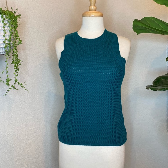 🆕Anthropologie 100% Cotton Turquoise Knit Sweater Vest, Size XS,S - Picture 2 of 10